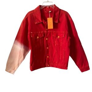 Who What Wear La Detresse The Red Sleeve Womens Denim Jacket Distressed Style Md